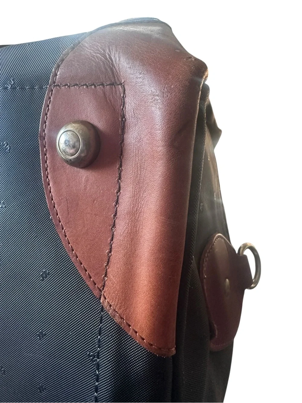 King Ranch Black Duffel Bag with Brown Leather Trim